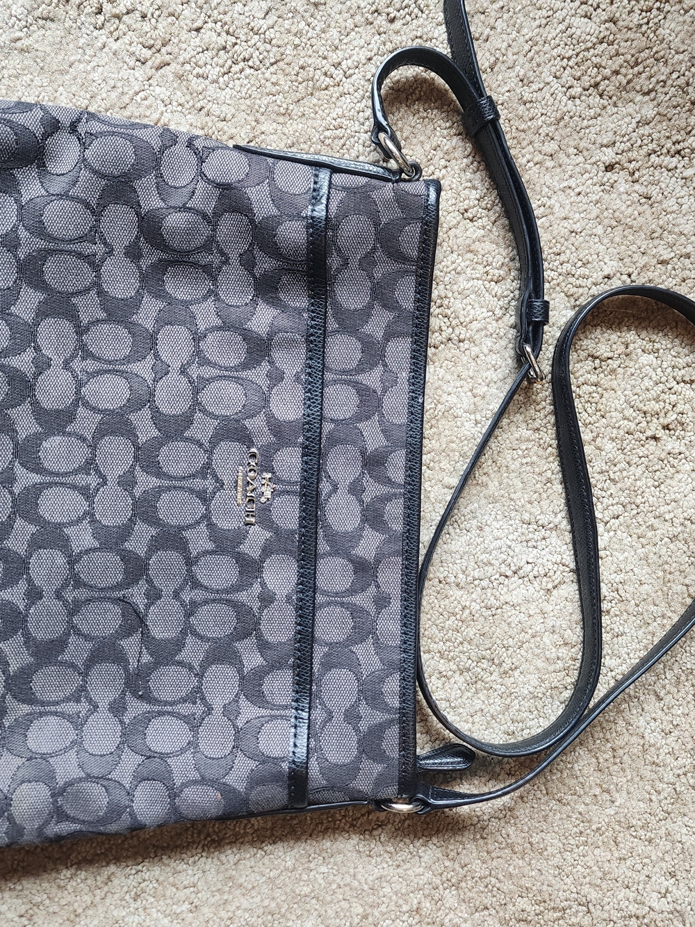 Coach Gray and Black Signature Crossbody